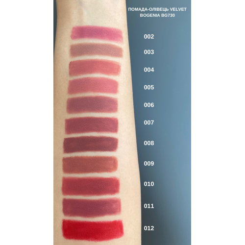 Помада-олівець для губ Velvet Waterproof Matte Bogenia 008 Marvelos