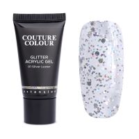 Акрил-гель Couture Colour GLITTER ACRYLIC GEL №01 SILVER LUSTER, 30мл