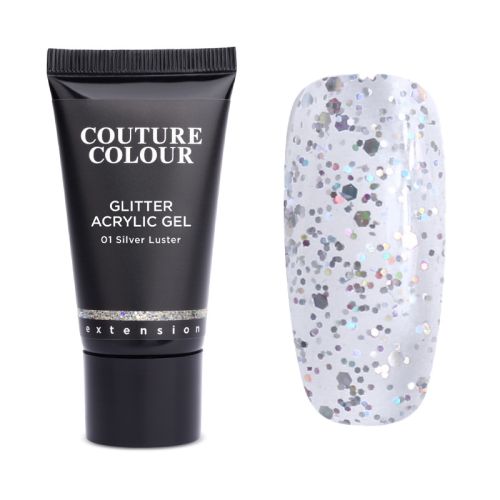 Couture Color GLITTER ACRYLIC GEL №01 SILVER LUSTER, 30ml