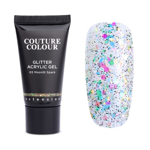 Акрил-гель Couture Colour GLITTER ACRYLIC GEL №03 MOONLIT SPARK, 30мл