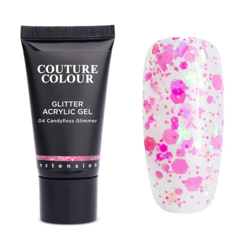 Акрил-гель Couture Colour GLITTER ACRYLIC GEL №04 CANDYFLOSS GLIMMER, 30мл