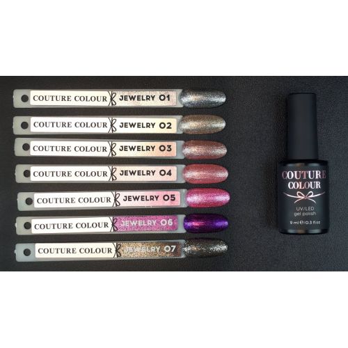 ГЕЛЬ-ЛАК COUTURE COLOUR JEWERLY J05 РОЖЕВИЙ, З МІКРОСЛЮДОЮ, 9 МЛ