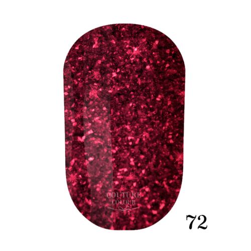ГЕЛЬ-ЛАК COUTURE COLOUR 072 МАЛИНОВЫЙ С ШИММЕРОМ И БЛЕСТКАМИ, 9 МЛ