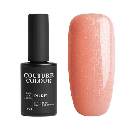 БАЗА КАМУФЛЮЮЧА КАУЧУКОВА ДЛЯ ГЕЛЬ-ЛАКУ COUTURE COLOUR PURE BASE COAT №08 (м'який рожевий із шимером), 9 мл