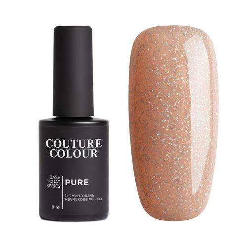 БАЗА КАМУФЛЮЮЧА КАУЧУКОВА ДЛЯ ГЕЛЬ-ЛАКУ COUTURE COLOUR PURE BASE COAT №10 (рожевий нюд із шимером), 9 мл