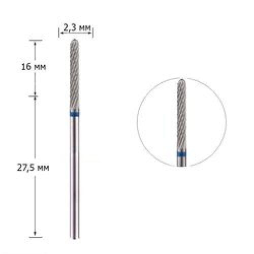 Насадка твердосплавна "Циліндр Полусферичний кінець" - 144 190 023 синя