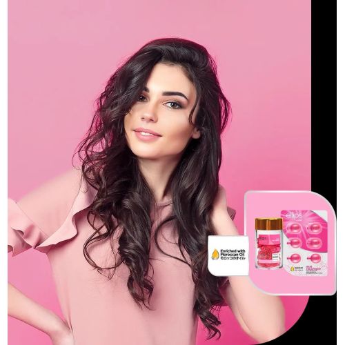 Капсули для волосся Ellips Hair treatment рожеві з олією Жожоба, 50шт 