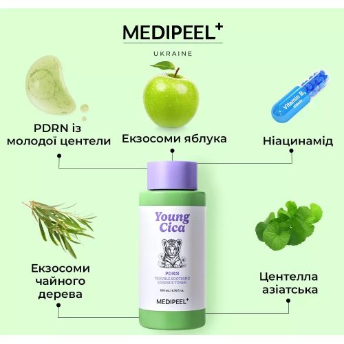 MEDIPEEL Young Cica Soothing Facial Toner Essence z PDRN i Centella PDRN Trouble Soothing
