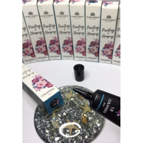 Гель-краска для стемпинг дизайна Global Fashion, зеленая 18