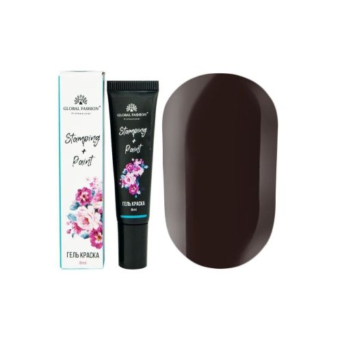  Гель-фарба для стемпинг дизайну Global Fashion, чорна 01