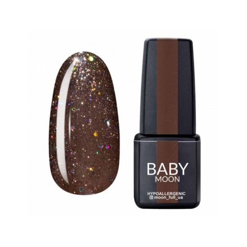 Гель-лак Baby Moon Dance Diamond №14 темний бежевий з різнокольоровим глітером, 6 мл