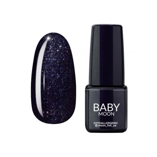 Гель-лак Baby Moon Midnight №08 чорний з блистками, 6 мл