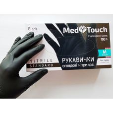 Рукавиці нітрилові непудровані, чорні, MedTouch, М,100 шт