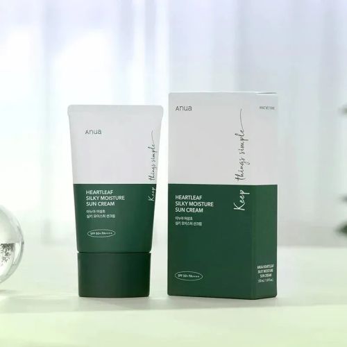 Сонцезахисний крем із екстрактом хауттюйнії ANUA Heartleaf Silky Moisture Sun Cream SPF50+ PA++++ 50ml 