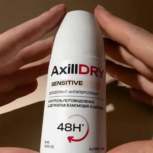 Кульковий дезодорант-антиперспірант AxillDRY Sensitive (до 48 годин), 50 мл