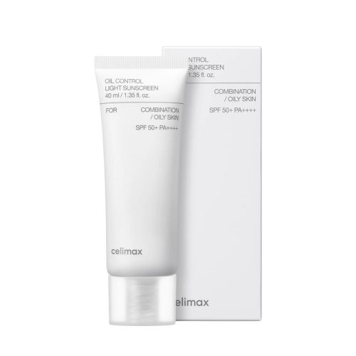 Легкий себорегулювальний сонцезахисний крем для обличчя Celimax Oil Control Light Sunscreen, SPF 50+ PA++++, для комбінованої та жирної шкіри, 40 мл