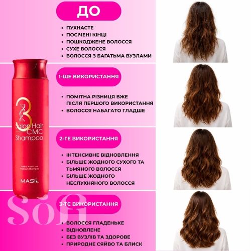 Восстанавливающий шампунь с аминокислотами Masil 3 Salon Hair CMC Shampoo, 350 мл