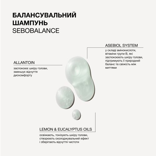 Балансувальний шампунь для жирного  волосся і шкіри голови Sebobalance Triology.