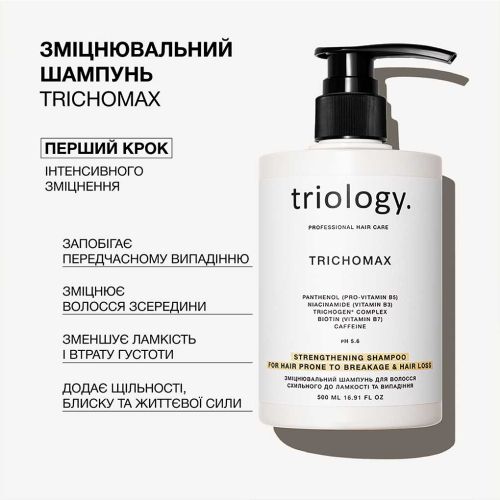 Зміцнювальний шампунь для ламкого та схильного до  випадіння волосся Trichomax Triology
