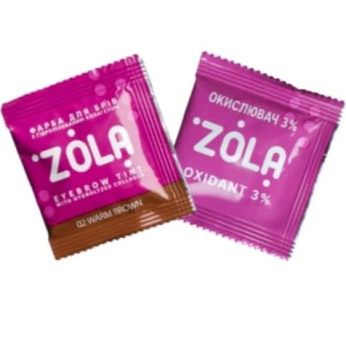 Фарба для брів  Zola з колагеном в саше 02 Warm brown 5 мл
